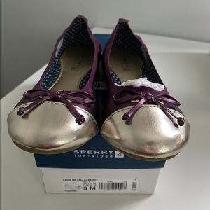 Sperry Girls Elise Flats Metallic Berry size 3M